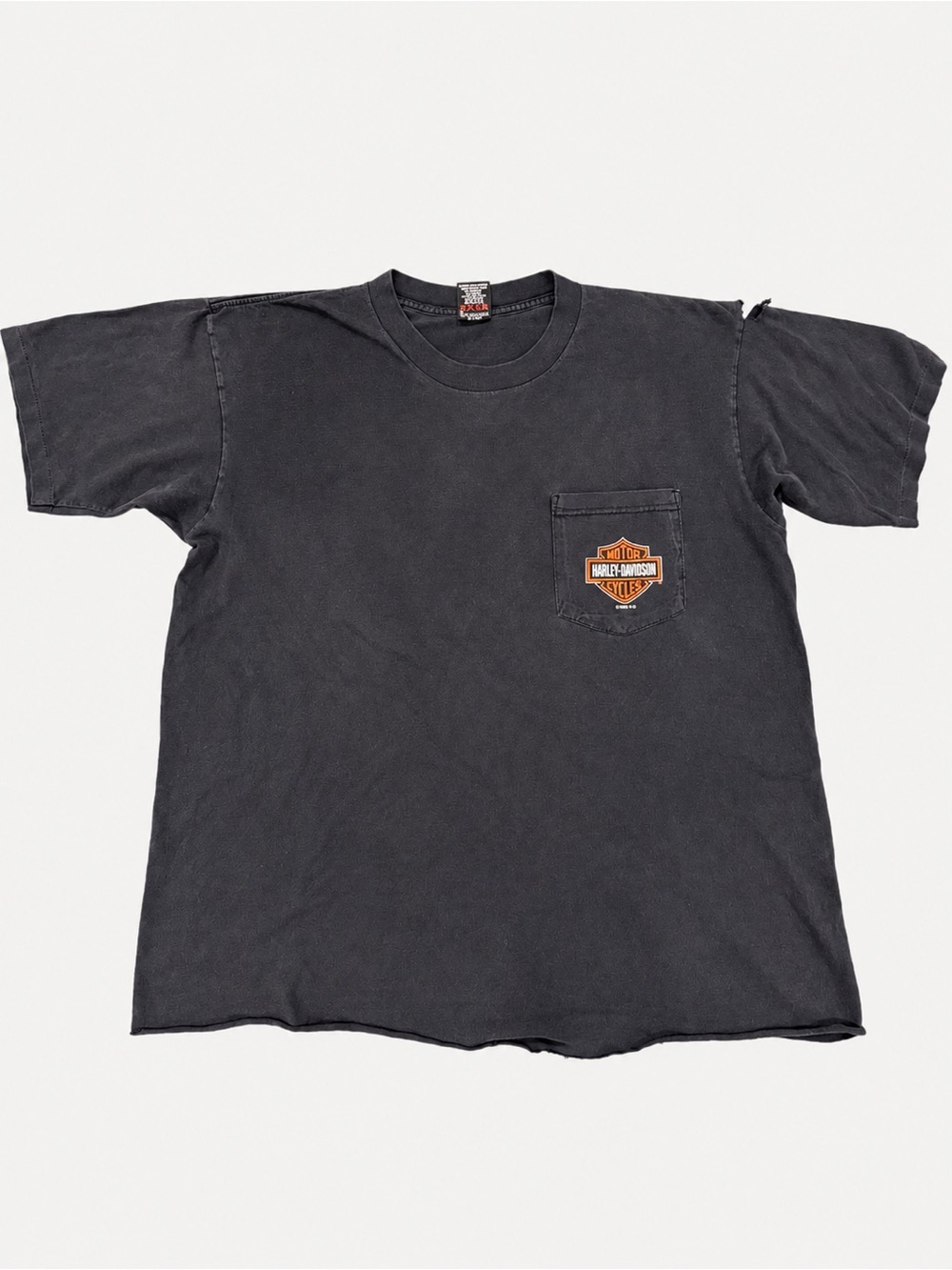 Harley-Davidson Black Short Sleeve Pocket Tee with Orange Logo